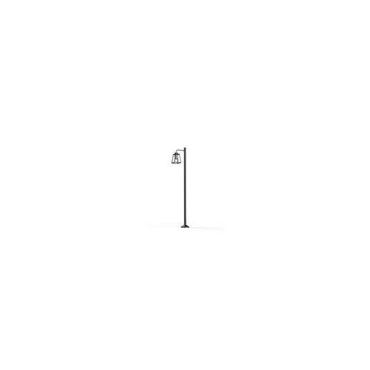 Lampiok Model 7 Large Single Arm Frosted Glass Lamp Post with minimalist lines style lantern