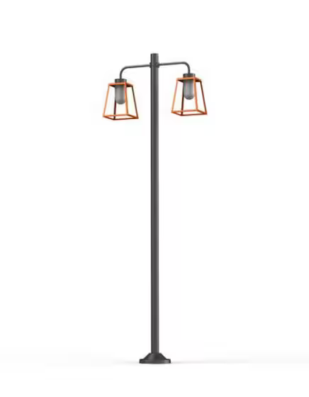 Lampiok Model 8 Large Double Arm Frosted Glass Lamp Post