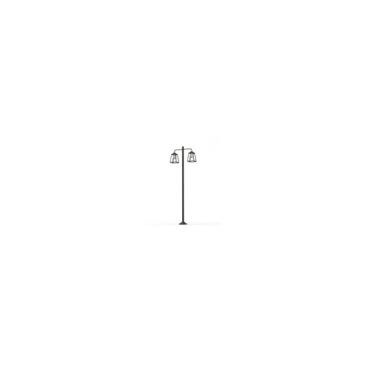 Lampiok Model 8 Large Double Arm Frosted Glass Lamp Post with minimalist lines style lantern