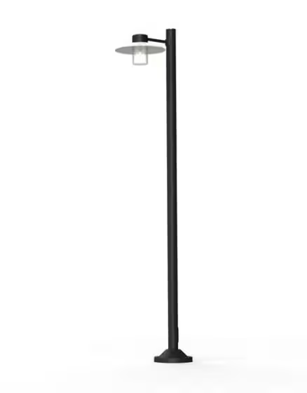 Aubanne Large Single Arm Clear Glass Lamp Post with Opal Polycarbonate Reflector