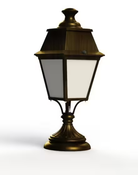 Avenue 4 Model 6 Opal Glass Glass Padestal with Four-Sided Lantern