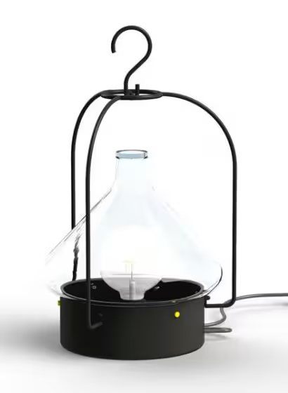 La Hutte Model 2 Portable Pendant with Primitive Hut shape & Transparent Blown Glass