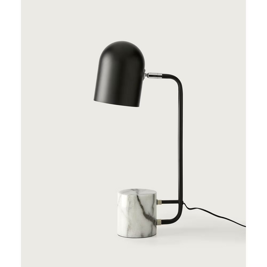 Luca Shiny Black Chrome Desk Lamp with White Marble Base
