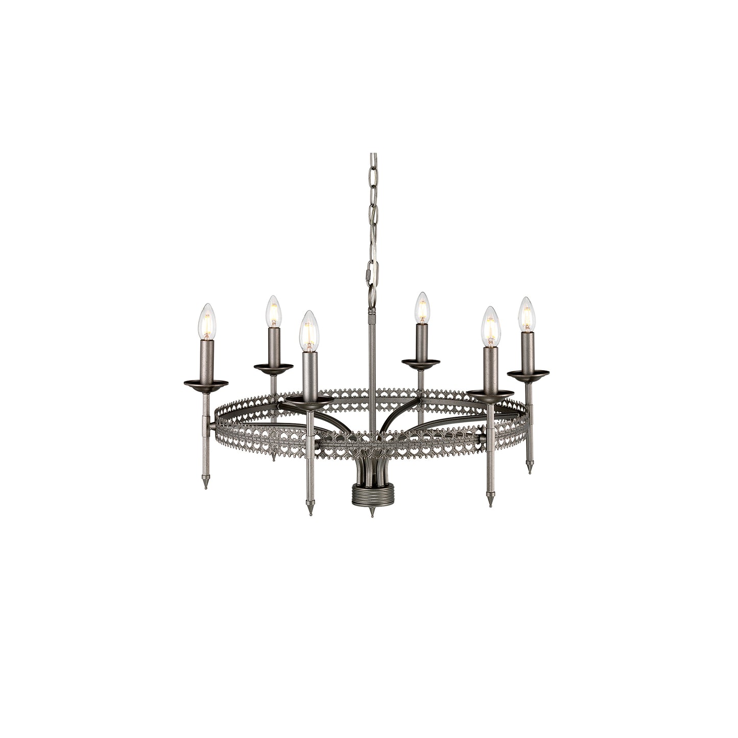 Crown 6-Light Chandelier Iron Gate