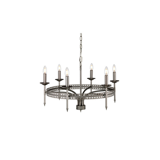 Crown 6-Light Chandelier Iron Gate