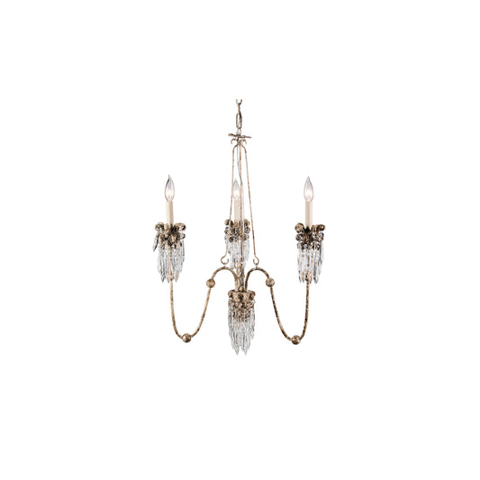 Venetian 3-Light Chandelier Beige Patina & Gold