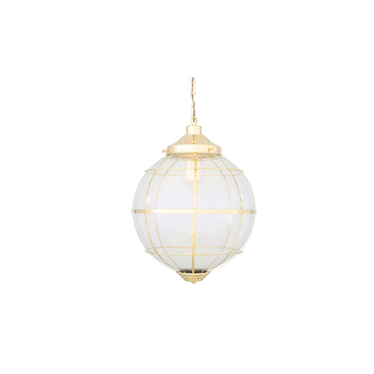 Henlow Globe Glass Pendant with Brass Cage