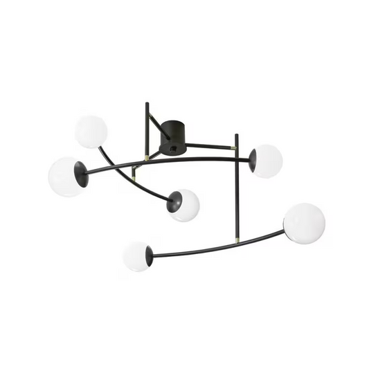 Arch White Glass Ceiling Lamp with Thin Metal Tubes