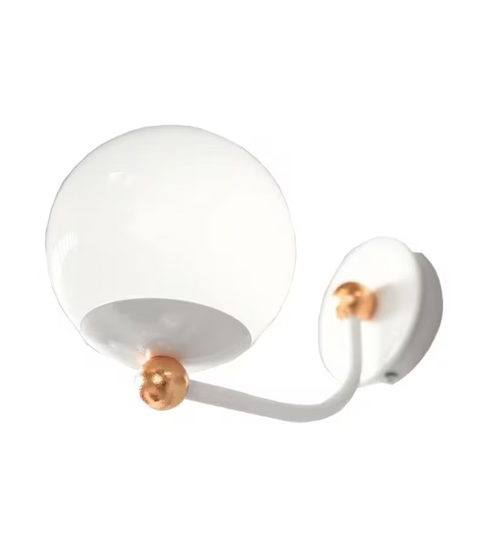 Dots Upward Wall Light with White Blown Glass