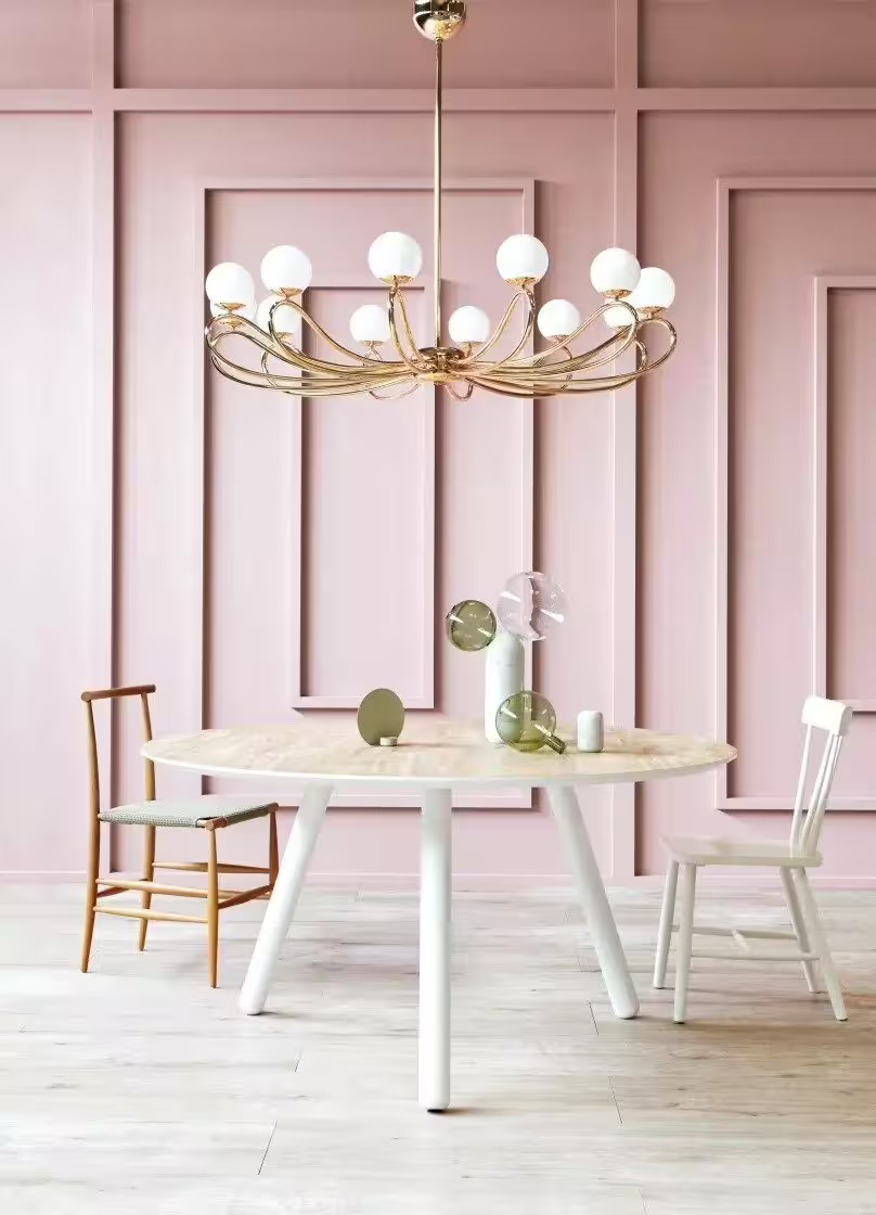 Papillion Dia 120 12-Light Chandelier with White Glass