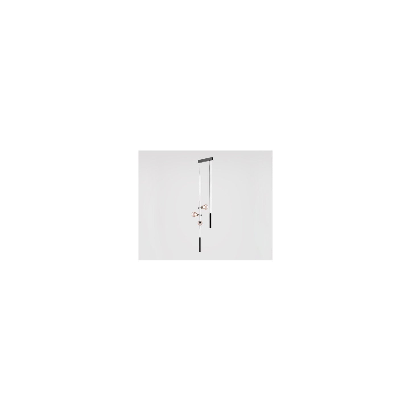 Zoe 3-Light Pendant Matt Black with Blush Pink Glass