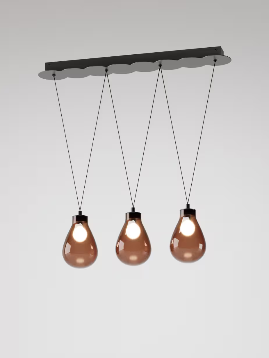 Rain 3-Light Pendant Matt Black