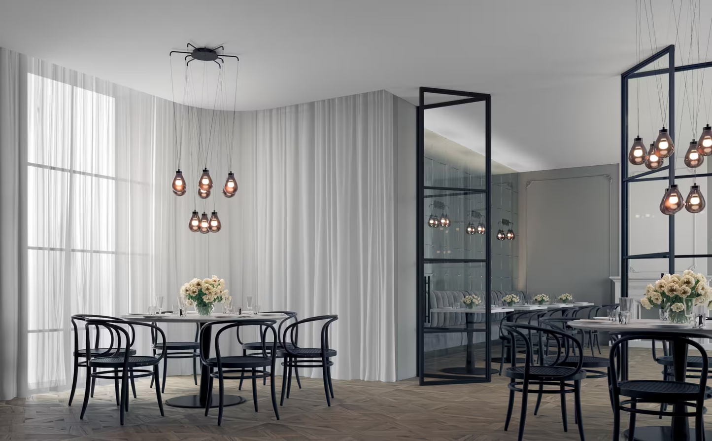 Rain 9-Light Pendant Matt Black