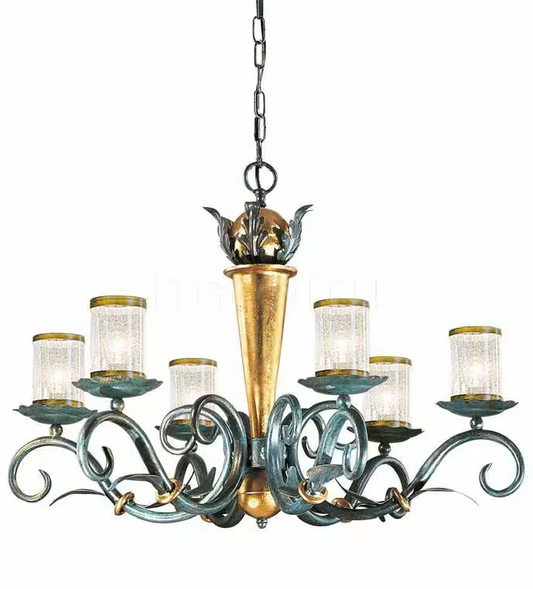 Impero 6-Light Chandelier with Gold Leaf Details
