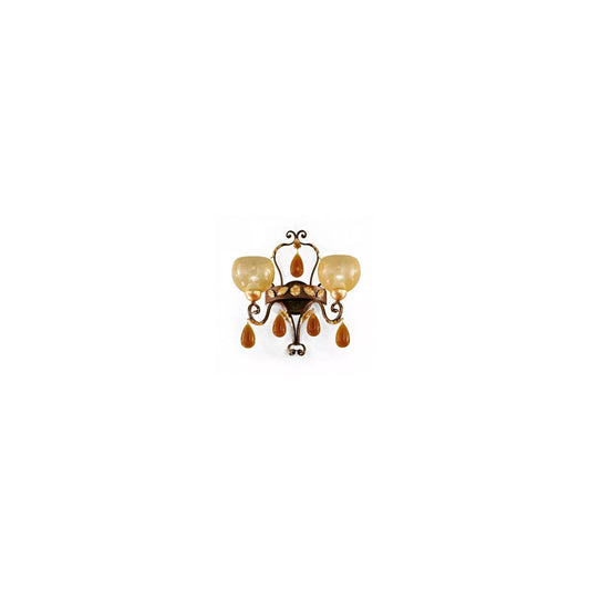 Ambra Double Wall Light with Gold Leaf Details