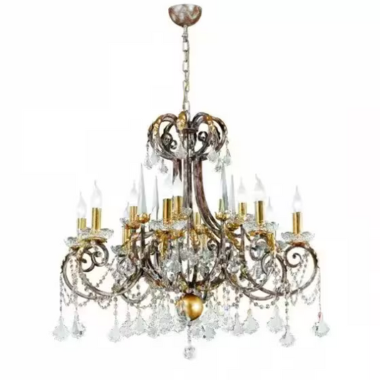 Ottocento 12-Light Chandelier with Gold Leaf Details