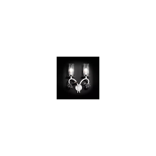 Virgola 2-Light Wall Lamp Glossy White with Chrome Details
