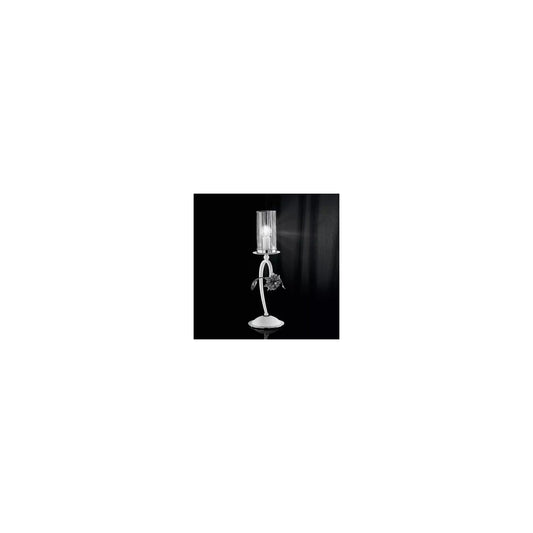 Virgola Table Lamp Glossy White with Chrome Details