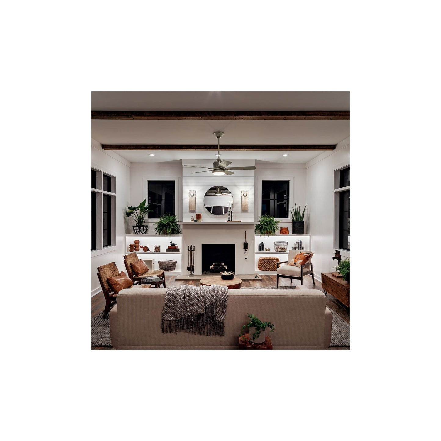 Colerne Ceiling Fan & Light Brushed Nickel