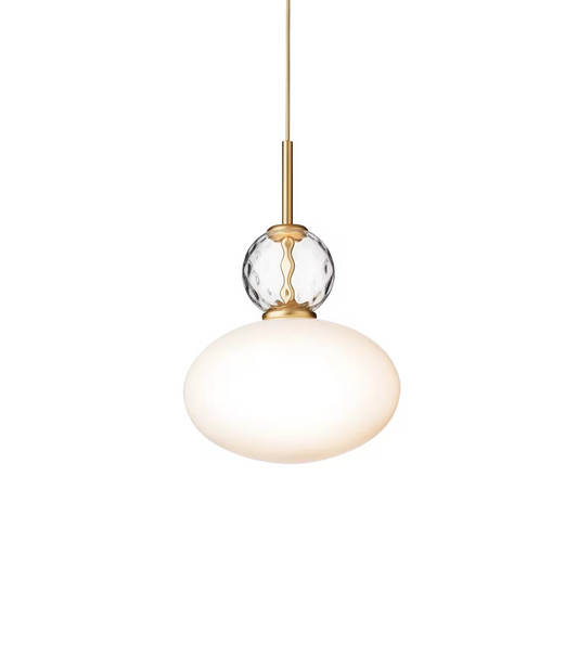 Rizzatto 32 Satin Brass Pendant with Opal White Glass