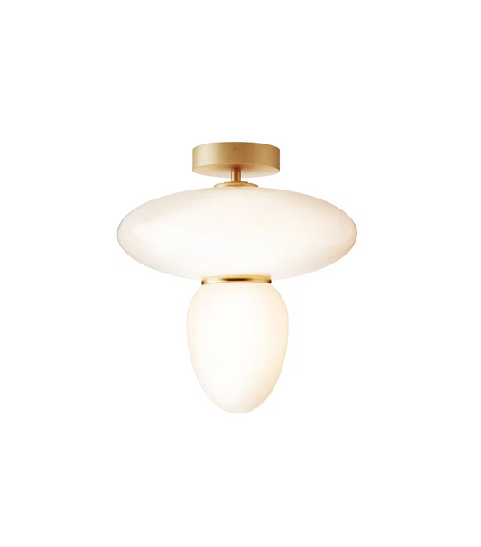 Rizzatto 42 Ceiling Light Satin Brass with Opal Glass