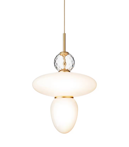 Rizzatto 43 Satin Brass Pendant with Opal Glass