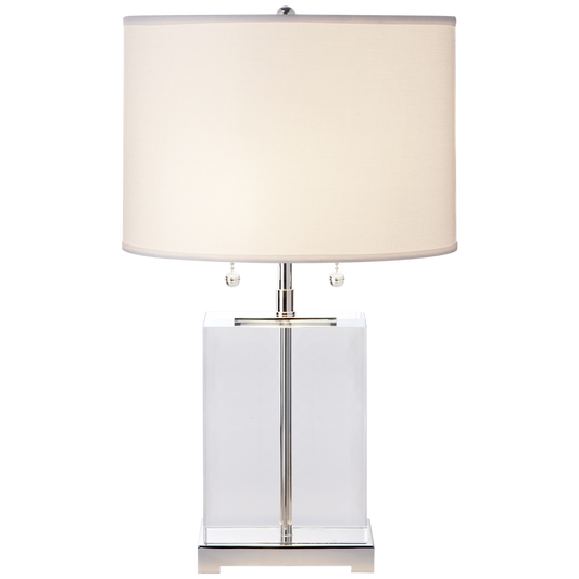 Block Small Crystal Table Lamp with Cotton Shade