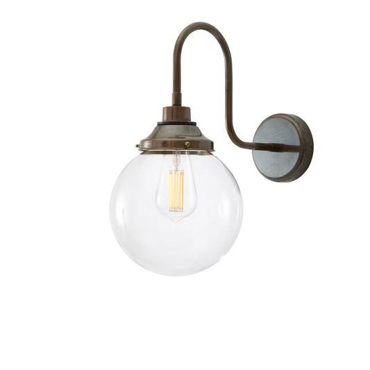 Pelagia 20cm Clear Glass Swan Neck Wall Light