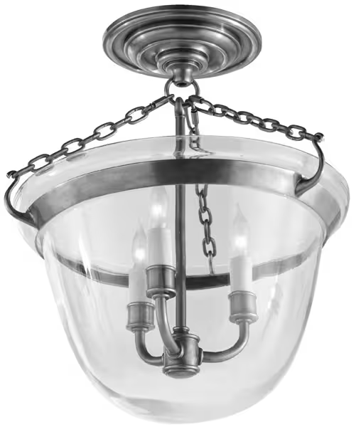 Country Semi-Flush Bell Jar Lantern