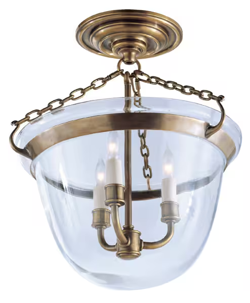 Country Semi-Flush Bell Jar Lantern