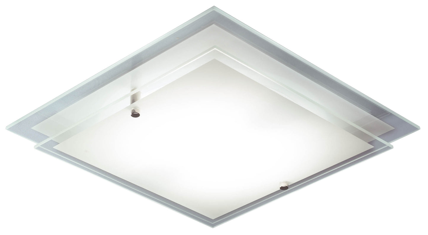 Frame Double Layered Glass Square Flush Mount