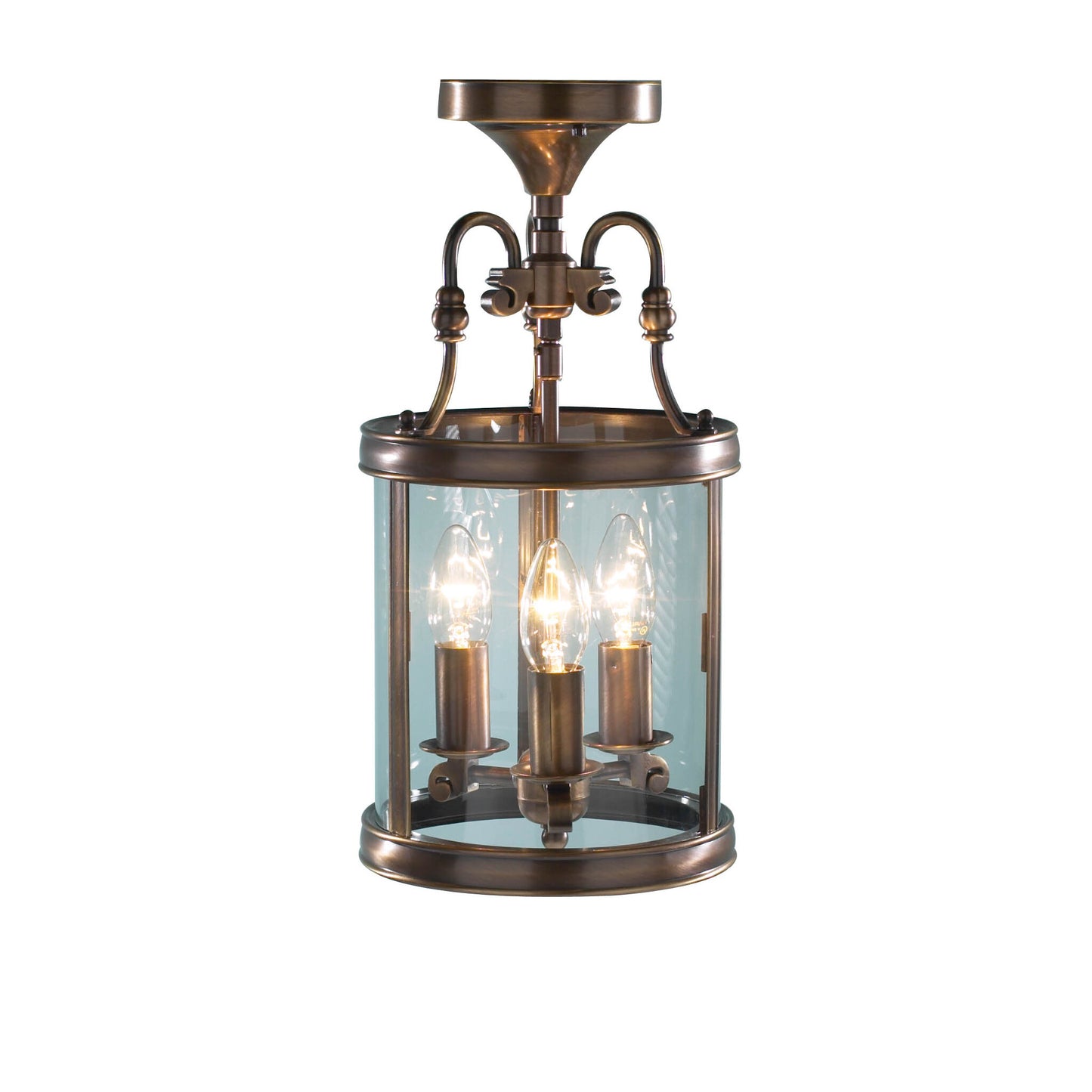 Lambeth Circular Hall Dual Mount Lantern with Curved Glass Panels
