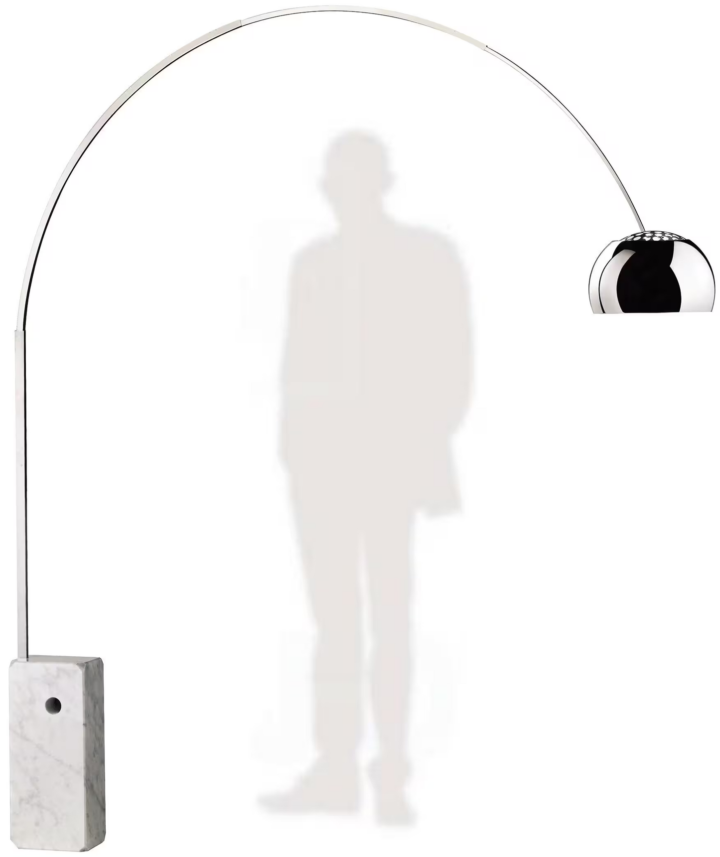 Arco Aluminium Swiveling Floor Lamp with White Carrara Marble Base
