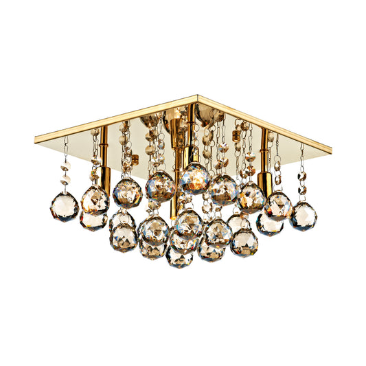Abacus 4-Light Square Crystal Flush Mount
