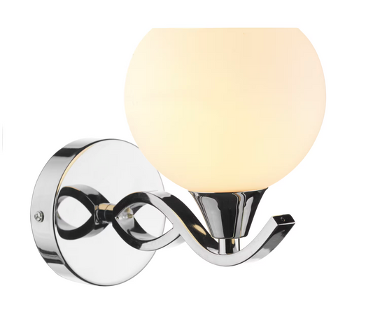 Aruba Single Wall Bracket Polished Chrome with Opal Glass