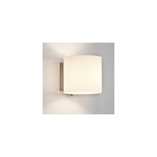 Luga Wall Light in Painted Silver with White Glass Shade