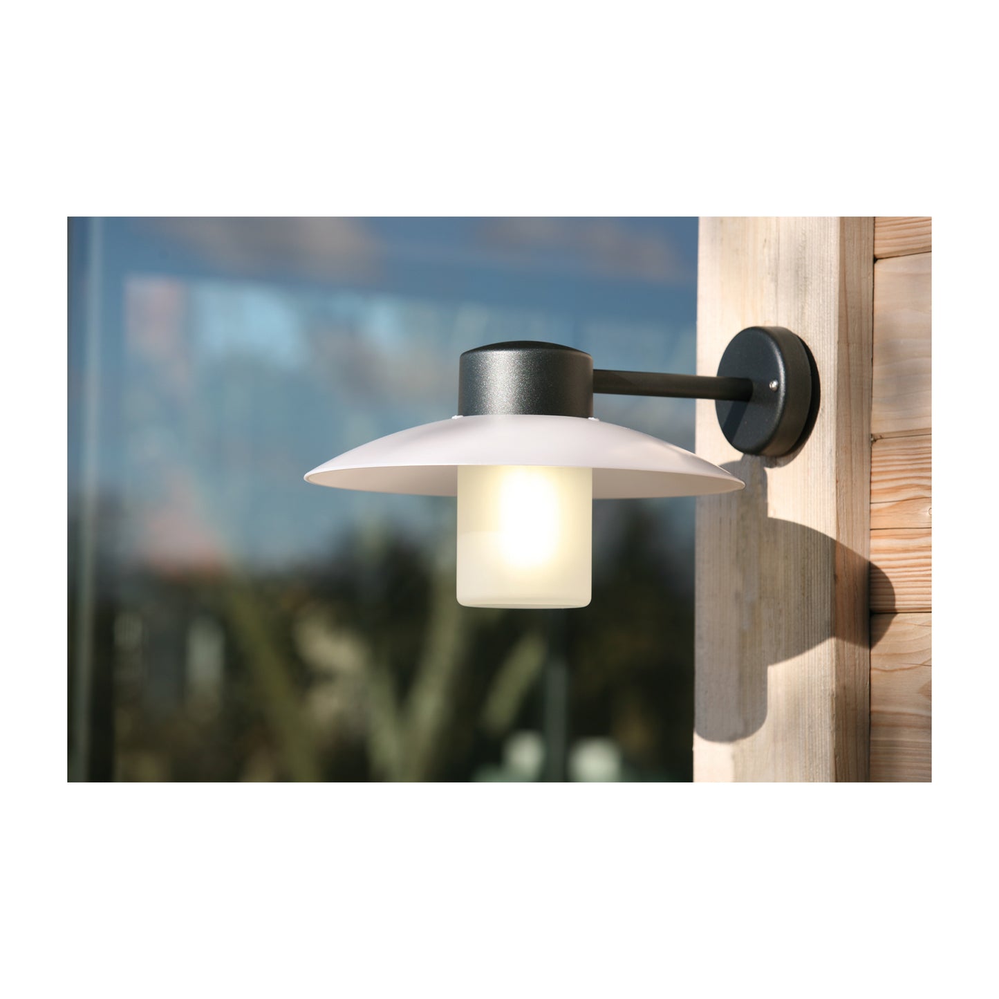 Aubanne Frosted Glass Downwards Wall Bracket with Flexible Polycarbonate Reflector
