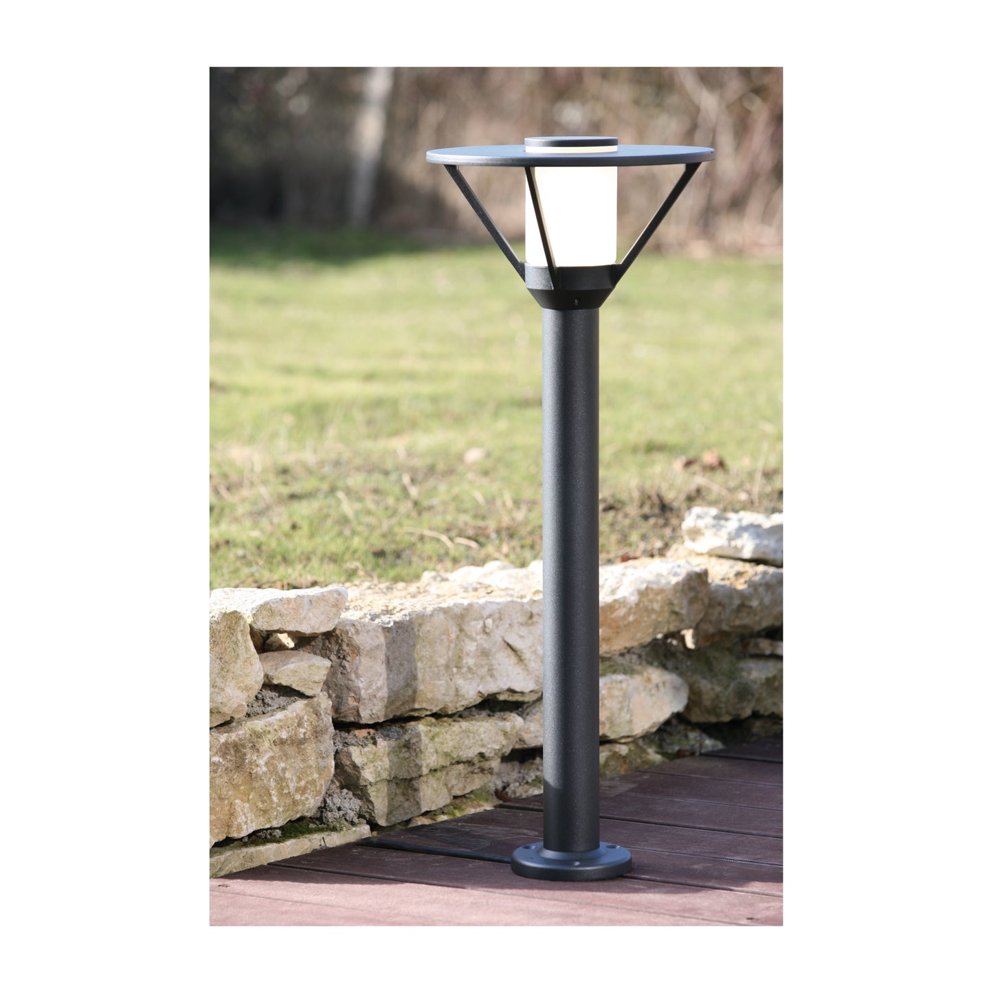 Bermude Small Frosted Glass Bollard with White Reflector