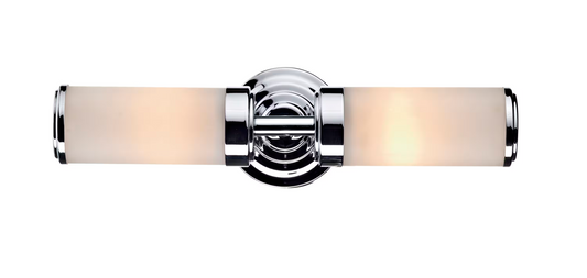 Century Double Wall Bracket Polished Chrome with Opal Glass