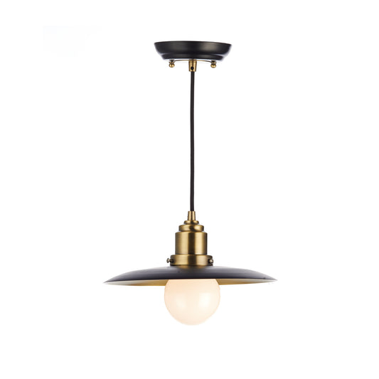 Hannover 1-Light Pendant with Black & Antique Brass Ceiling Plate