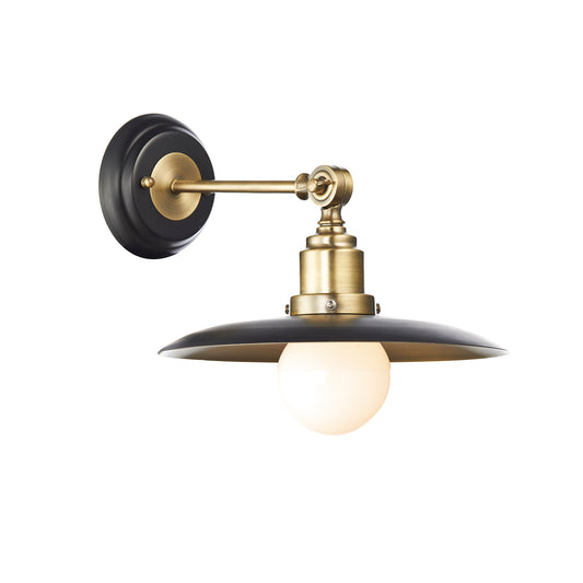 Hannover 1-Light Wall Bracket with Black & Antique Brass Backplate