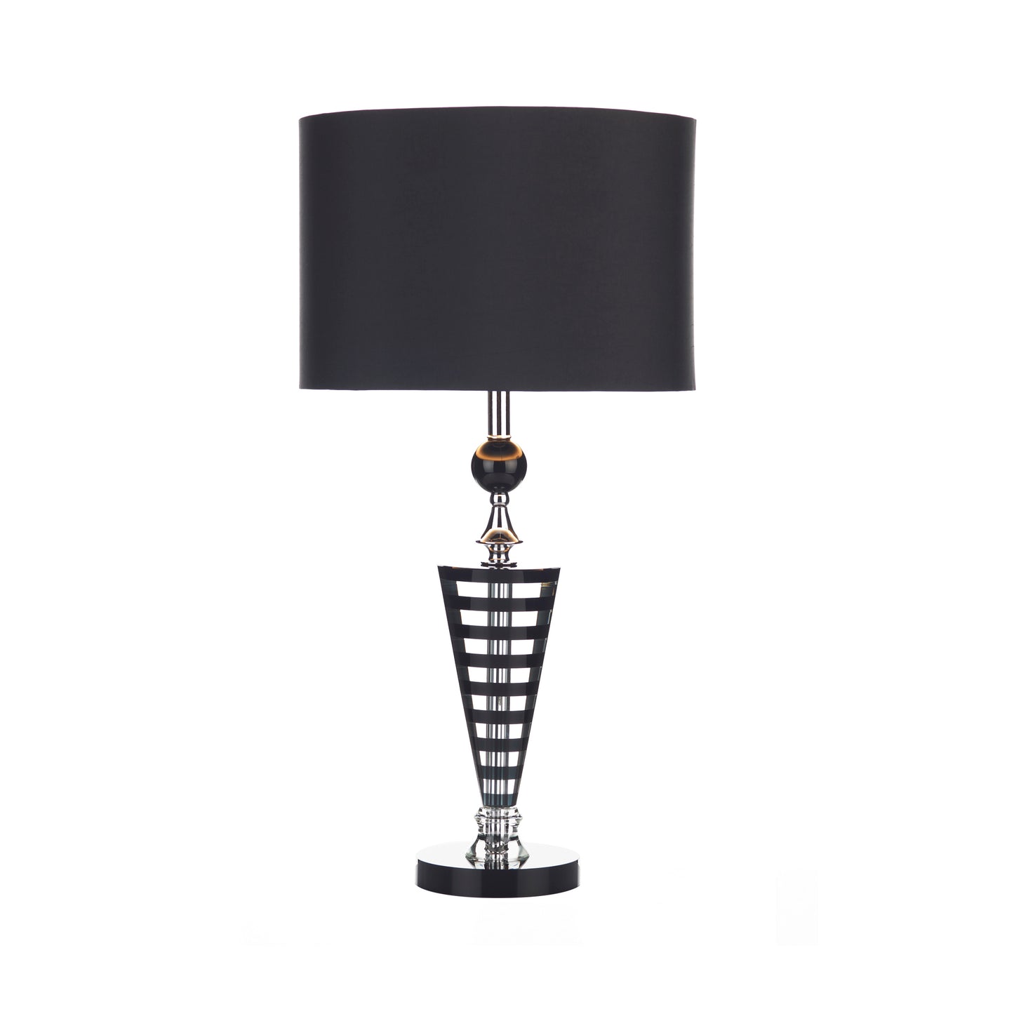 Hudson Crystal Table Lamp with Black Satin Drum Shade