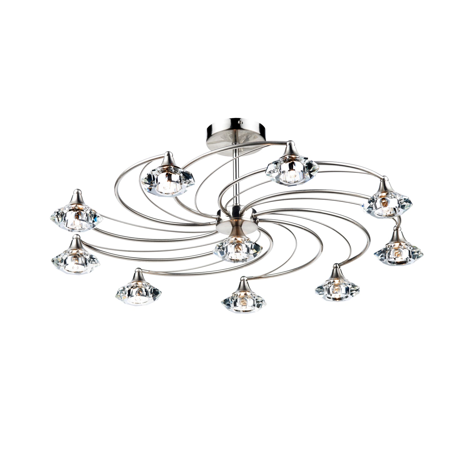 Luther 10-Light Flush Mount with Crystal Glass Shade