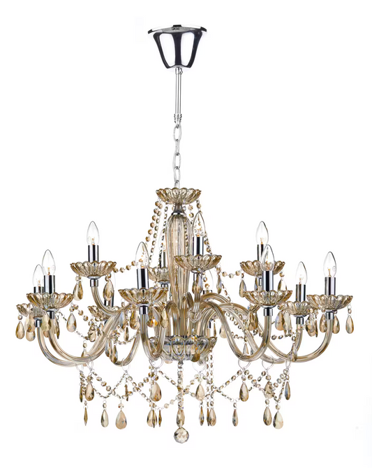 Raphael 12-Light Crystal Chandelier with Glass Draping Beads & Faceted Drops