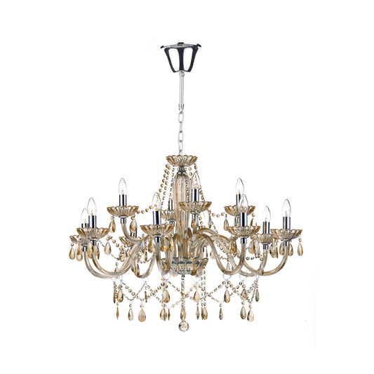 Raphael 12-Light Crystal Chandelier with Glass Draping Beads & Faceted Drops