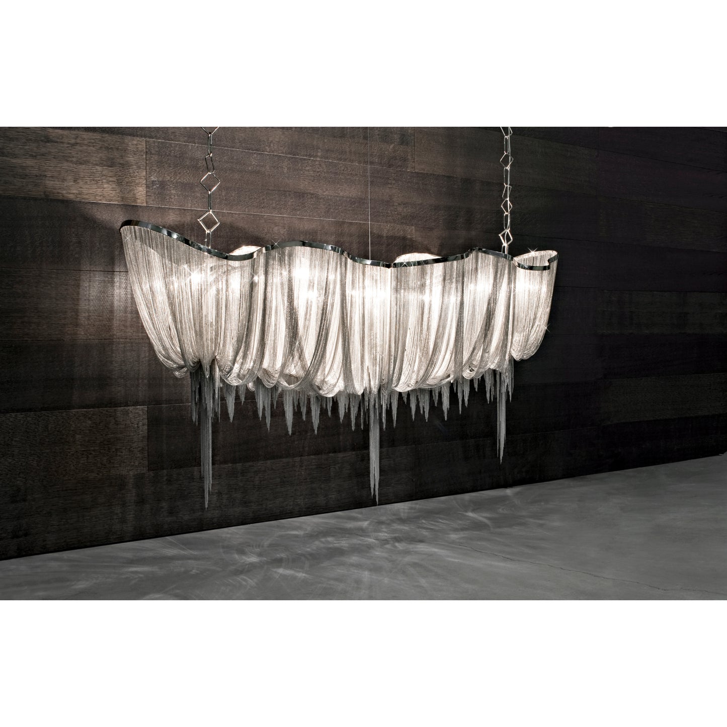 Atlantis Small Linear Pendant with Draped Shimmering Chainmail