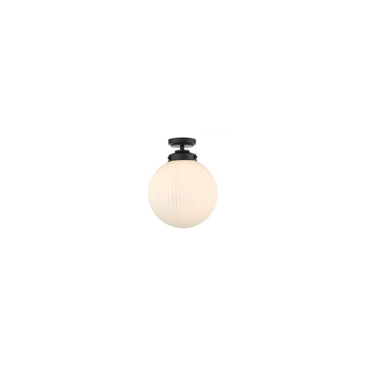 Alrik Bathroom Flush in Matt Black with Opal Glass
