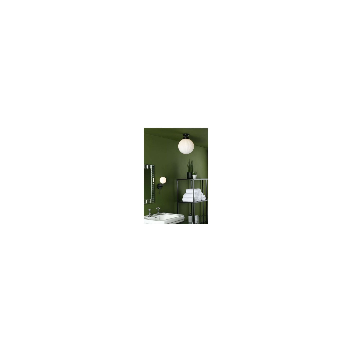Alrik Bathroom Flush in Matt Black with Opal Glass