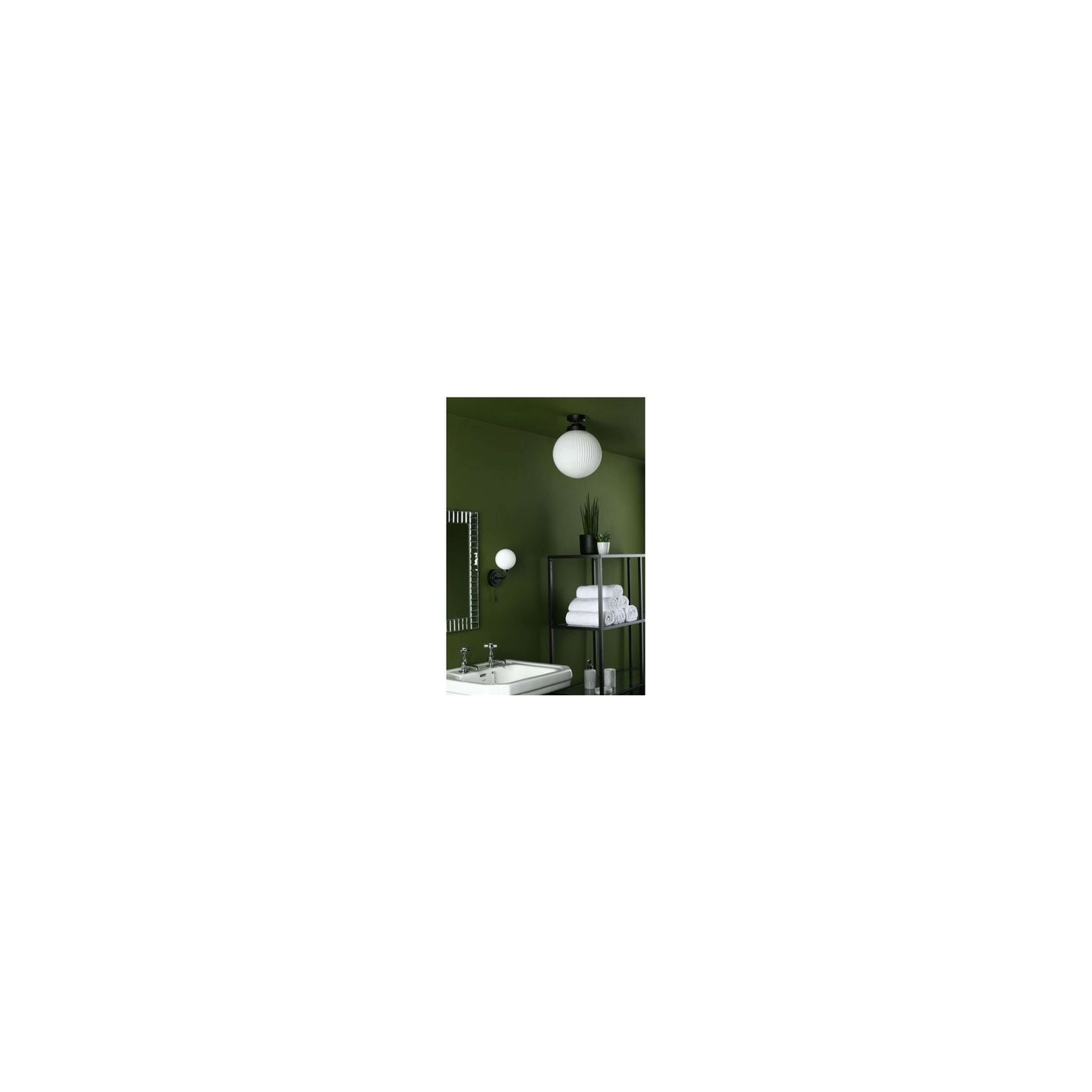 Alrik Bathroom Flush in Matt Black with Opal Glass