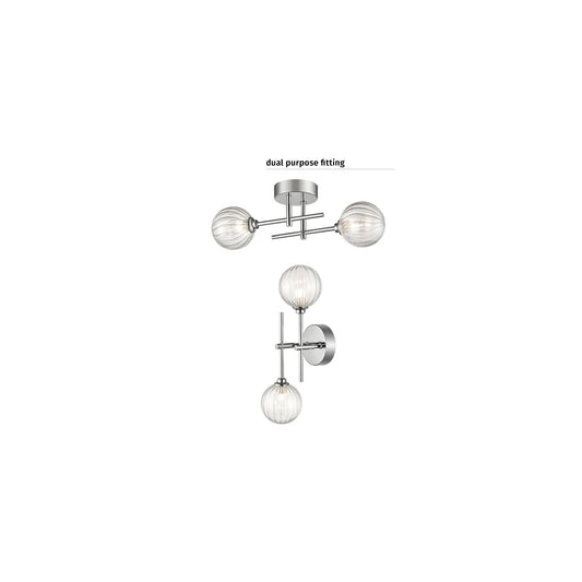 Versus 2-Light Wall or Ceiling Fitting in Chrome
